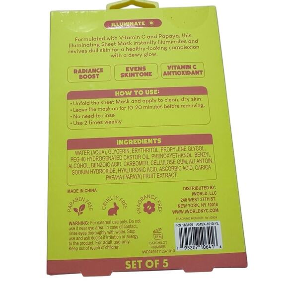 AMORA Illuminate & Shine Sheet Masks with Papaya + Vitamin C (Set of 5) - Picture 2 of 2